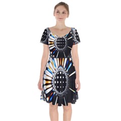 Digital Wheel Short Sleeve Bardot Dress