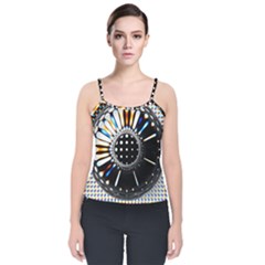 Digital Wheel Velvet Spaghetti Strap Top by Sparkle