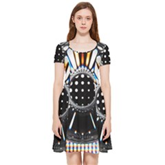 Digital Wheel Inside Out Cap Sleeve Dress