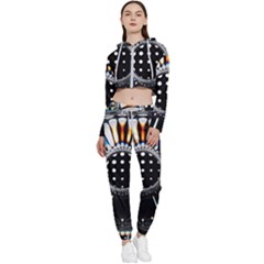 Digital Wheel Cropped Zip Up Lounge Set