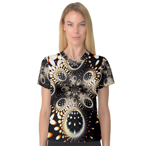 Fractal Jewerly V-neck Sport Mesh Tee by Sparkle