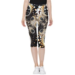 Fractal Jewerly Inside Out Lightweight Velour Capri Leggings 