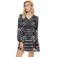 Digital Watch Tiered Long Sleeve Mini Dress