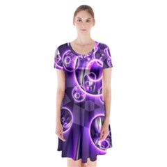 Fractal Illusion Short Sleeve V-neck Flare Dress