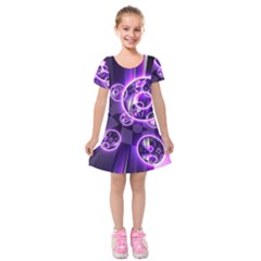 Fractal Illusion Kids  Short Sleeve Velvet Dress