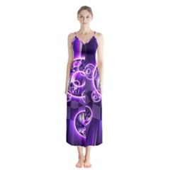 Fractal Illusion Button Up Chiffon Maxi Dress