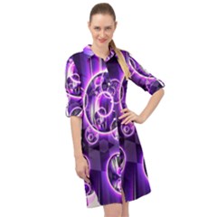 Fractal Illusion Long Sleeve Mini Shirt Dress