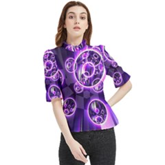 Fractal Illusion Frill Neck Blouse