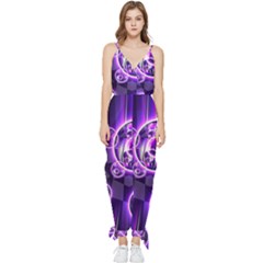 Fractal Illusion Sleeveless Tie Ankle Jumpsuit