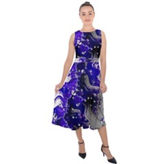 Fractal Lava Midi Tie-back Chiffon Dress by Sparkle