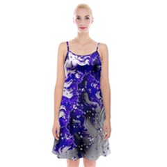 Fractal Lava Spaghetti Strap Velvet Dress