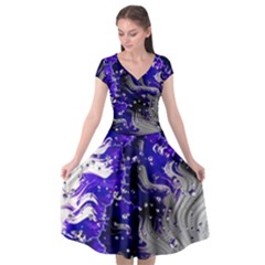 Fractal Lava Cap Sleeve Wrap Front Dress