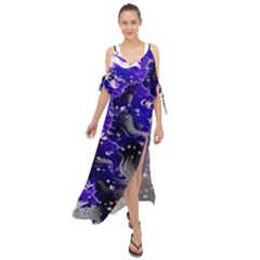 Fractal Lava Maxi Chiffon Cover Up Dress