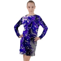 Fractal Lava Long Sleeve Hoodie Dress