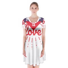 All You Need Is Love Short Sleeve V-neck Flare Dress