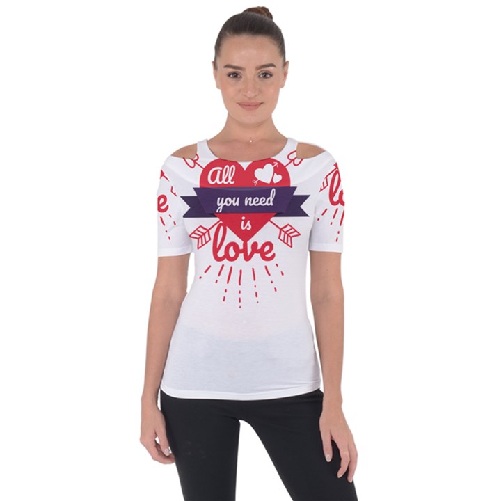 all you need is love Shoulder Cut Out Short Sleeve Top