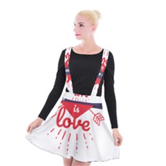 All You Need Is Love Suspender Skater Skirt by DinzDas