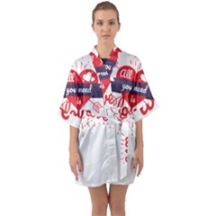 All You Need Is Love Half Sleeve Satin Kimono 