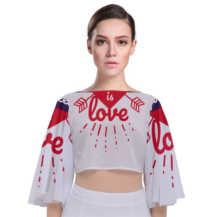 all you need is love Tie Back Butterfly Sleeve Chiffon Top