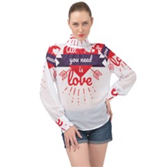 All You Need Is Love High Neck Long Sleeve Chiffon Top by DinzDas