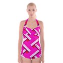 Pop Art Mosaic Boyleg Halter Swimsuit  View1