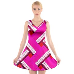 Pop Art Mosaic V-neck Sleeveless Dress by essentialimage365