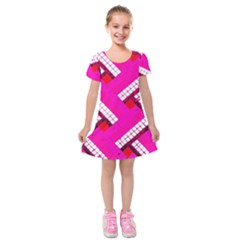 Pop Art Mosaic Kids  Short Sleeve Velvet Dress by essentialimage365