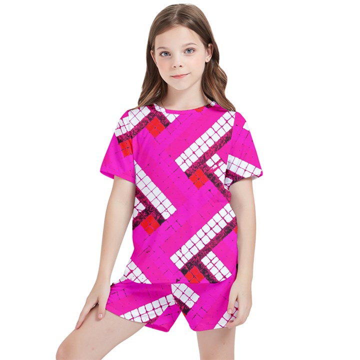 Pop Art Mosaic Kids  Tee and Sports Shorts Set