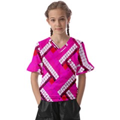 Pop Art Mosaic Kids  V-neck Horn Sleeve Blouse by essentialimage365