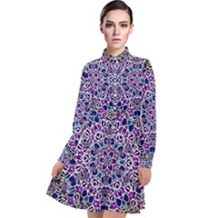 Digital Painting Drawing Of Flower Power Long Sleeve Chiffon Shirt Dress by pepitasart