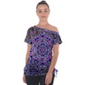 Digital Painting Drawing Of Flower Power Off Shoulder Tie-Up Tee View1