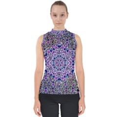 Digital Painting Drawing Of Flower Power Mock Neck Shell Top by pepitasart