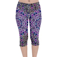 Digital Painting Drawing Of Flower Power Velvet Capri Leggings  by pepitasart