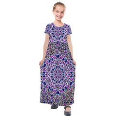 Digital Painting Drawing Of Flower Power Kids  Short Sleeve Maxi Dress by pepitasart