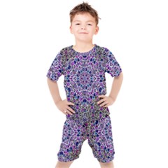 Digital Painting Drawing Of Flower Power Kids  Tee And Shorts Set by pepitasart