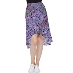 Digital Painting Drawing Of Flower Power Frill Hi Low Chiffon Skirt