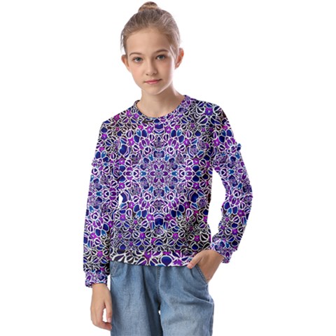 Digital Painting Drawing Of Flower Power Kids  Long Sleeve Tee With Frill  by pepitasart