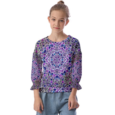 Digital Painting Drawing Of Flower Power Kids  Cuff Sleeve Top by pepitasart