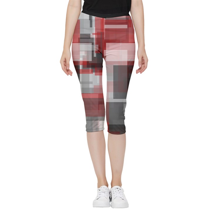 Abstract tiles, mixed color paint splashes, altered Inside Out Lightweight Velour Capri Leggings 