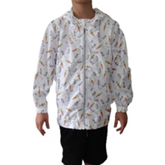 Cute Bunnies And Carrots Pattern, Light Colored Theme Kids  Hooded Windbreaker by Casemiro