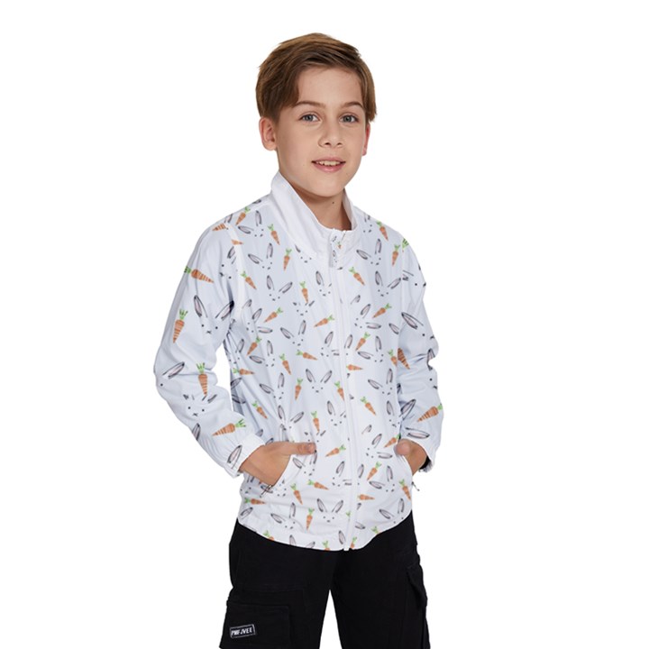 Cute Bunnies and carrots pattern, light colored theme Kids  Windbreaker