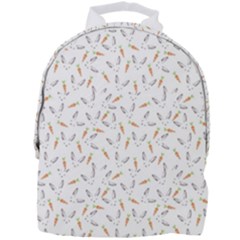 Cute Bunnies And Carrots Pattern, Light Colored Theme Mini Full Print Backpack by Casemiro