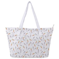 Cute Bunnies And Carrots Pattern, Light Colored Theme Full Print Shoulder Bag by Casemiro