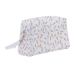 Cute Bunnies And Carrots Pattern, Light Colored Theme Wristlet Pouch Bag (medium) by Casemiro