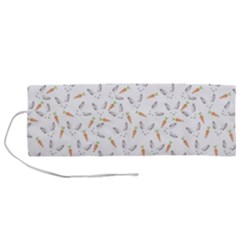 Cute Bunnies And Carrots Pattern, Light Colored Theme Roll Up Canvas Pencil Holder (m) by Casemiro