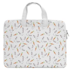 Cute Bunnies And Carrots Pattern, Light Colored Theme Macbook Pro Double Pocket Laptop Bag by Casemiro