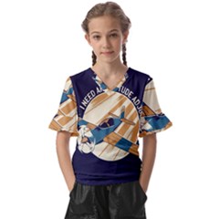 Airplane - I Need Altitude Adjustement Kids  V-neck Horn Sleeve Blouse