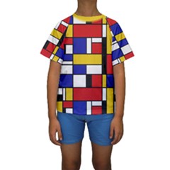 Stripes And Colors Textile Pattern Retro Kids  Short Sleeve Swimwear by DinzDas