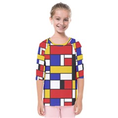 Stripes And Colors Textile Pattern Retro Kids  Quarter Sleeve Raglan Tee