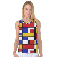 Stripes And Colors Textile Pattern Retro Women s Basketball Tank Top by DinzDas